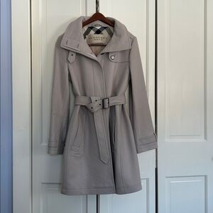 Burberry Light Gray Coat with Button Detail size 12
